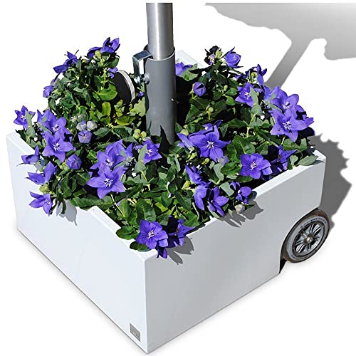 XXD Schirmständer weiss mit Rollen Flowerpower o810