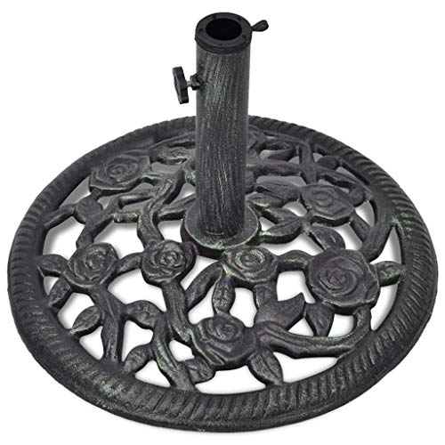 Keketa Schirmständer mit Adapter, Sonnenschirmständer mit Blumenmuster, Schwerlast Metall Garten Terrasse Möbel Ständer für Regenschirm, Baldachin, Pavillon, Markise Gusseisen 12kg 48cm