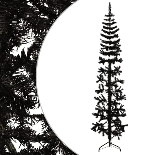 Schmaler künstlicher halber Weihnachtsbaum mit Ständer schwarz 180 cm