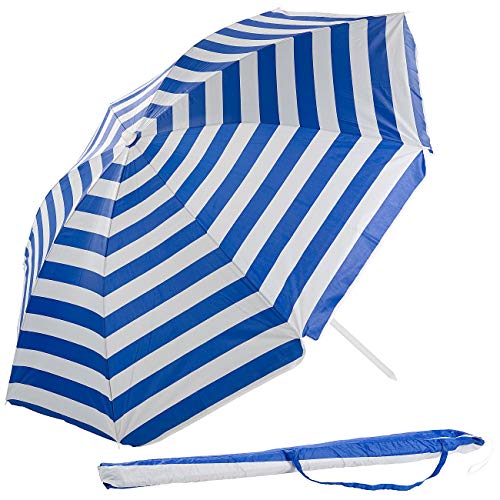 Royal Gardineer Strandschirm: 2-teiliger Sonnenschirm mit Sonnenschutz UV30+ und Tasche, Ø 160 cm (Strandschirm mit Tasche, Sonnenschirm mit Tragetasche, Sonnenschirmhalter)