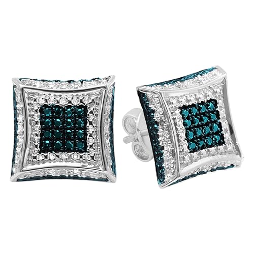 DazzlingRock Collection Herren 0,15 Karat (Ctw) Sterlingsilber Runden Blauen Und Weißen Diamant-Mikro Pflastern Drachenform Ohrstecker