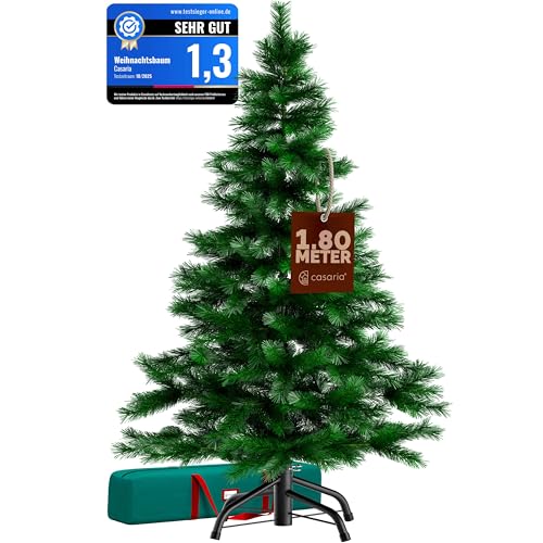CASARIA® Weihnachtsbaum künstlich 180cm dichte Spitzen schneller Aufbau Metallständer naturgetreu schwer entflammbar grün Tannenbaum Deko Christmas