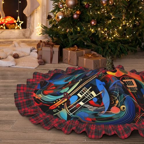 Weihnachtsbaumrock, 76,2 cm, Musik-Serie, Druck, Weihnachtsbaumschmuck, weiche Weihnachtsbaumabdeckung, Matte für Urlaub, Party, Dekorationen, drinnen und draußen