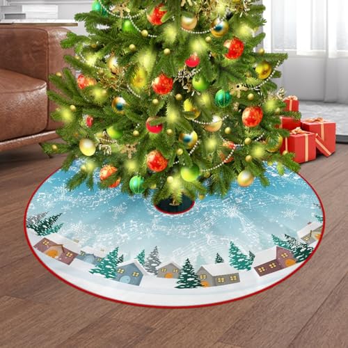 Treer Weihnachtsbaum Rock, Unterlage für Weihnachtsbaum Weihnachtsbaum Decke Christbaumdecke Rund Weihnachtsbaum Deko Weihnachtsbaumdecken Weinachtsdeko-1 (Musik Note,Durchmesser 76cm)