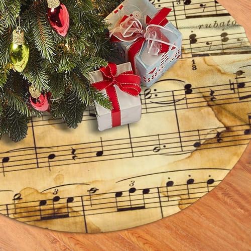 76,2 cm Weihnachtsbaumrock Weiß Plüsch Vintage Musik Note Kunst Weihnachtsbaum Matte Baumrock Ornamente für Urlaub Plüsch Baum Rock Weihnachtsbaum Rock Basisabdeckung für Weihnachten Neujahr