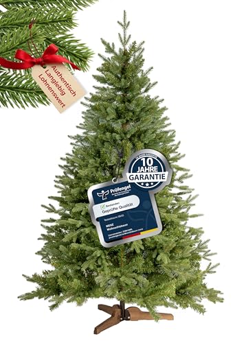 Premium Weihnachtsbaum künstlich 180 cm – Hochwertiger Tannenbaum mit 10 Jahre Garantie, naturgetreu, extrem dichte Zweige, Holzständer, künstlicher Christmas Tree