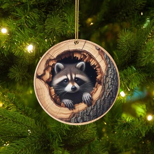 Tier-Weihnachtsschmuck Weihnachtsbaum Tiermuster 2D Acryl Ornament Tierdekoration saisonal für Weihnachtsbaum Decke Weihnachten Andenken Auto hängende Dekoration (C, 7,5 cm)