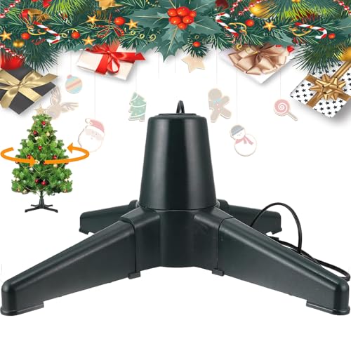 360 Grad drehbarer Weihnachtsbaumständer, elektrischer drehbarer Basisständer, künstlicher Baum für bis zu 1,8–2,1 m Höhe, Weihnachtsbaumhalter mit Netzteil, für Weihnachtsdekorationen, Zuhause, Bür