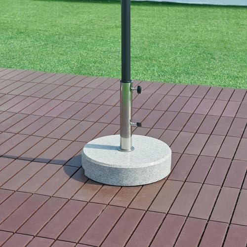 casa.pro Sonnenschirmständer Bomba Granitsockel Sonnenschirmhalter Ständer für Schirmstöcke Ø25/32/38/49mm Griffmulde für Transport Edelstahl Ø38x8,5cm