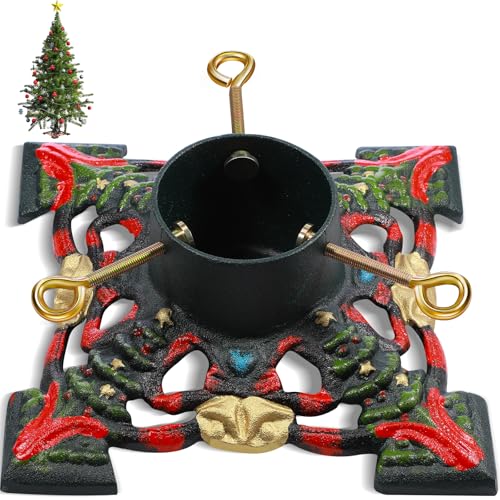 Cinnvoice Weihnachtsbaumständer aus Gusseisen für echte Bäume, Weihnachtsbaumständer mit Wasserspeicher, Weihnachtsbaumhalter für lebende Bäume für Weihnachtsfeiertagsdekora tion (klein, klassisch)