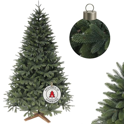 Exklusiver künstlicher Weihnachtsbaum 180cm mit Holzfuß - Premium 100% Spritzguss Weihnachtsbaum künstlich mit dichtem Nadelkleid, Schnellaufbau, Tannenbaum künstlich als Weihnachtsdeko