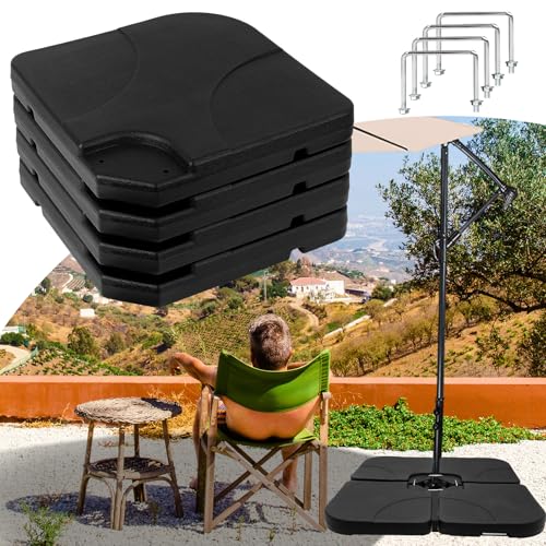 Joparri Schirmständer Sonnenschirmständer 160kg Schirmgewichte 4-teilig, Marktschirmständer für Ampelschirm Bodenkreuz schwarz - befüllbar mit Wasser oder Sand,2 Pack