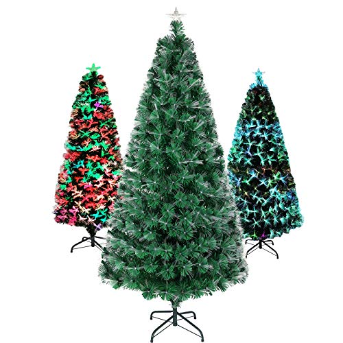 Aufun Weihnachtsbaum Künstlicher LED Glasfaser 180 cm Weihnachtsdeko Christbaum mit 200 Spitzen und 200 LEDs Lichterbaum aus Grün PVC und Metall Ständer, Bunt Aufun Weihnachtsbaum Künstlicher LED Glasfaser 180 cm Weihnachtsdeko Christbaum mit 200 Spitzen und 200 LEDs Lichterbaum aus Grün PVC und Metall Ständer, Bunt