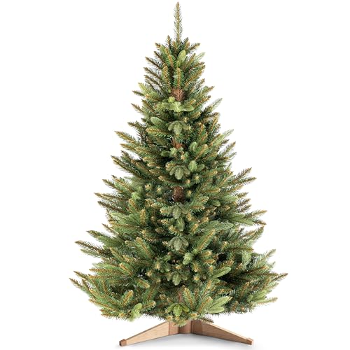 RESTILO Premium Weihnachtsbaum Künstlich 180 cm Tannenbaum mit Ständer aus Holzmaterial und braunem Stamm Künstlicher Weihnachtsbaum Maya