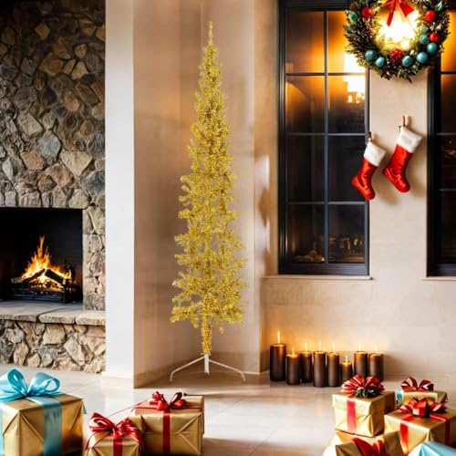 Kangqiling344591 Künstlicher Weihnachtsbaum, halbhoch, mit Goldständer, 180 cm