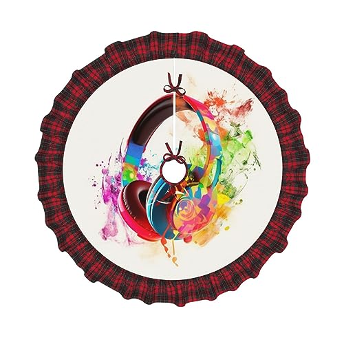 Weihnachtsbaumrock, 91,4 cm, bunte Musik, bedruckt, Weihnachtsbaumschmuck, Bauernhaus, Weihnachtsbaummatte für Weihnachten, Neujahr, Urlaub, Innen- und Außendekoration