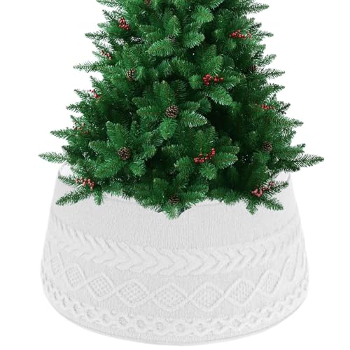 Weihnachtsbaumrock, Weihnachtsbaumkragen, weicher Plüsch-Baumrock, Weihnachtsbäume, Standfußabdeckung, Baumröcke, Korb für Weihnachtsdekorationen, Winterfestliche Party (rot, weiß, groß, klein)