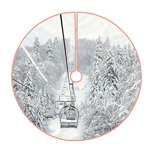 Weihnachtsbaumrock 121,9 cm Winter Old Cable Skilift Printed Precision Seaming Xmas Tree Rock Christmas Decorations For Holiday Christmas New Year Party