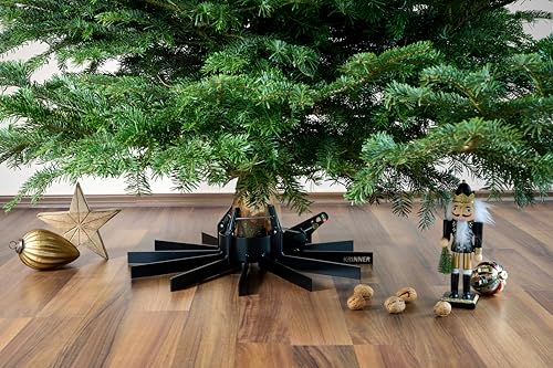 KRINNER® Stockholm Design Christbaumständer schwarz 58cm inkl. Fußpedal- und Einseiltechnik für Weihnachtsbaum bis 4,0m Baumhöhe Wasser einfüllbar Made IN Germany 95030