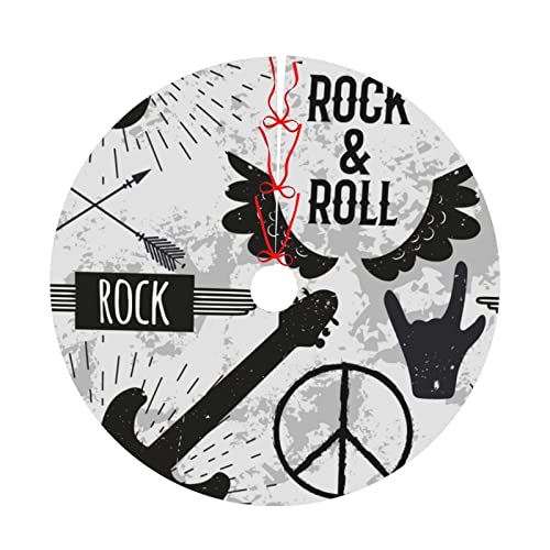 Musik-Weihnachtsbaumrock für Weihnachten, Urlaub, Party, Zubehör, große Baummatte, Dekoration, Musiknote, Gitarre, Hippie-Ornamente, 76,2 cm