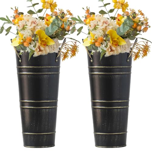 Generisch 2 Stück Regenschirmständer Aus Metall, Vintage Schirmständer, Multifunktion Umbrella Holder/Dekorative Vase/Blumeneimer | Regenschirm Ständer Mit Griffen Für Eingang Flur Zuhause Büro