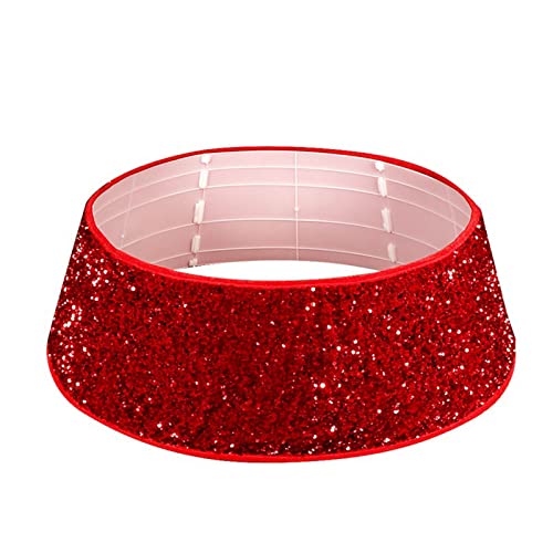 Weihnachtsbaumkragen glänzend rote Pailletten, 76 cm Weihnachtsbaumrock Baumring Abdeckung Matte Xmas Tree Decor Ornamente