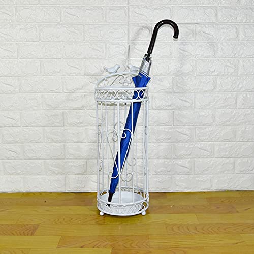 KWMAEEUID Schirmständer, Regal für den Eingangsbereich, Vintage-Bauernhaus-Regens chirmhalter aus Metall, Aufbewahrungsregal für Regenschirme im Freien, mit Abnehmbarer Abtropfschale/Weiß