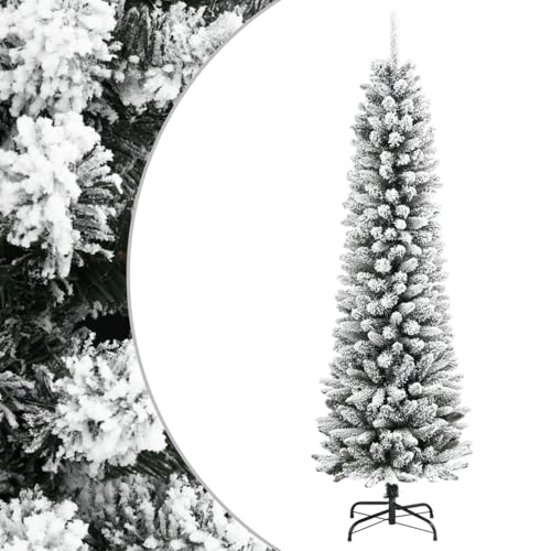 Somanki Künstlicher Weihnachtsbaum Schlank mit Schnee 180 cm PVC & PE, Tannenbaum Künstlich, Christmas Tree, Tannenbaum Deko, Weihnachtsbäume, Christbaum - 4019687