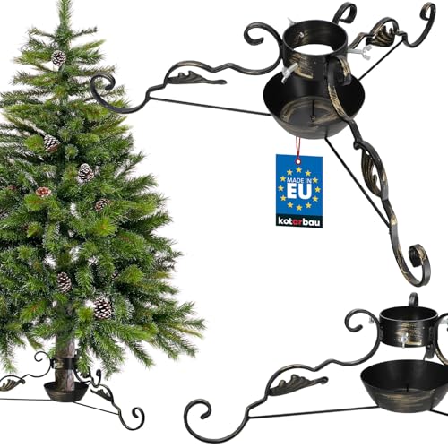 KOTARBAU® Weihnachtsbaumständer mit Wassertank aus Stahl Patina Baumständer Weihnachten Christbaumständer dekorativ mit Ornament Tannenbaumständer Christmas Tree Stand Weihnachtsbaum Ständer
