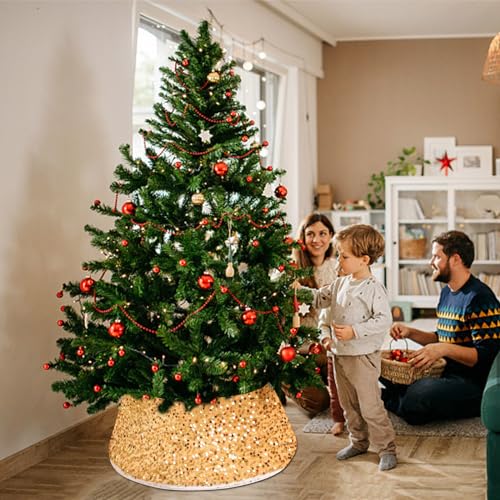 Weihnachtsbaumkragen, Pailletten, Weihnachtsbaumrock, künstlicher Weihnachtsbaumsockel, Korb, Glitzer, Weihnachtsbaum, Ringständer, Basisabdeckung für Urlaubsbäume, Urlaubsdekoration