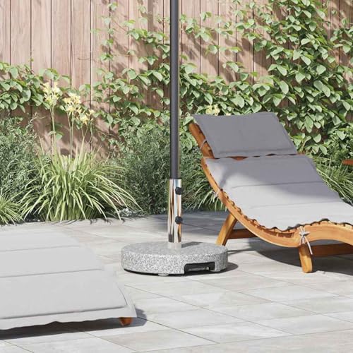 Gecheer Sonnenschirmständer mit Rollen, runder Schirmständer aus Granit und Edelstahl, befüllbar, für Balkon, Garten und Terrasse