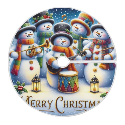 Christbaumdecke Schneemänner Musiker-Duett Weihnachtsbaumdecke Rund Ideal Christbaum Decke Weich Weihnachten Baumrock Für Weihnachtsschmuck Festival Atmosphere Neujahr S