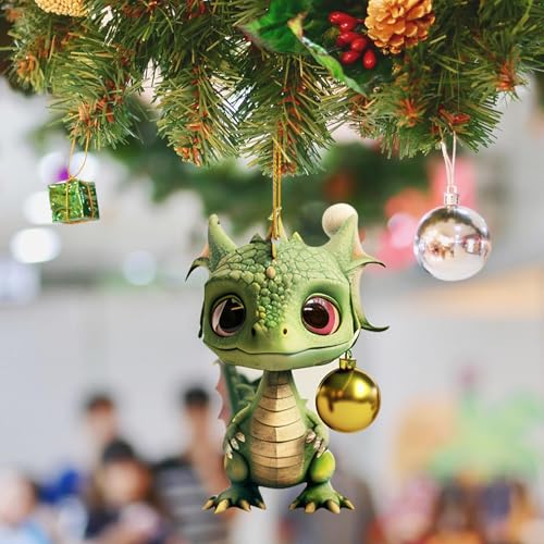 Weihnachtsdeko Amerikanisch Weihnachtsschmuck Baum Weihnachtsbaum Decke Niedlicher Dinosaurier-Baby-Acryl-Fl achanhänger, Kleiner und exquisiter Weihnachtsdekorationsanh nger, für 2D-Party, Neujahr,