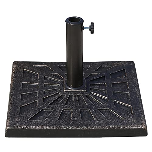 Outsunny Sonnenschirmständer 15 kg Schirmständer Quadratisch Schirmhalter, Schirmgewicht, Ständer für Sonnenschirm 38mm Rohrdurchmesser, für Balkon, Terasse, Garten, Schwarz