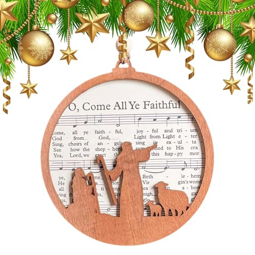 Noten-Krippenornamente – Noten-Ornament aus, Baumschmuck | Weihnachtsbaumdecke mit praktischem Aufhängeloch, Weihnachtsdekoration für den Weihnachtsbaum