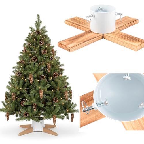 COIL Christbaumständer, Ständer mit Wasserspeicher, Rustikaler Ständer, Sockel für echten Baum, Wasserkapazität: 1-1,3 Liter, Stammdurchmesser: 3,5-11 cm, (Weiß, Breite 48 cm)
