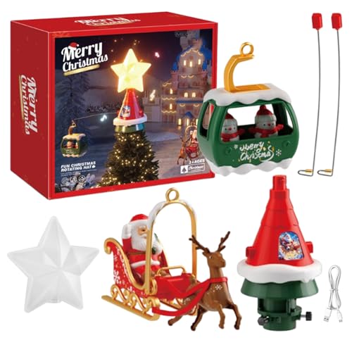 für Weihnachtsbaumspitzen, drehbarer Ornament für Baumspitze – beleuchtete Weihnachtsbaumdekoration mit Musik für Weihnachten und Winterdekoration