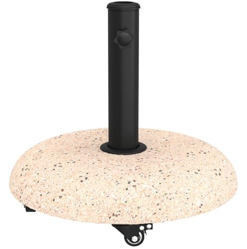 Eleganz Round Outdoor Wheeled Parasol Base, ?52cm Schirmständer für 37/42/52/58mm Pfosten with Non-Slip Design Heavy Duty aus gelbem Beton für Garten, Balkon