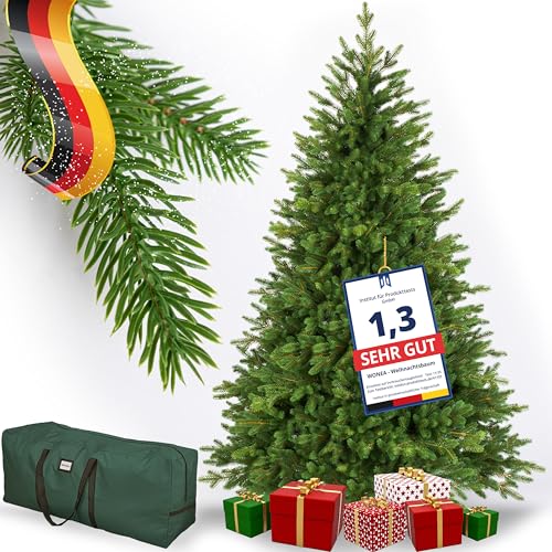 Premium Weihnachtsbaum künstlich 180cm, TESTSIEGER 10 Jahre GARANTIE, dichte Zweige über 4000 Nadeln 100% Spritzguss naturgetreu Tannenbaum Weihnachtsbaum wie echt Nordmanntanne faltbar Christbaum