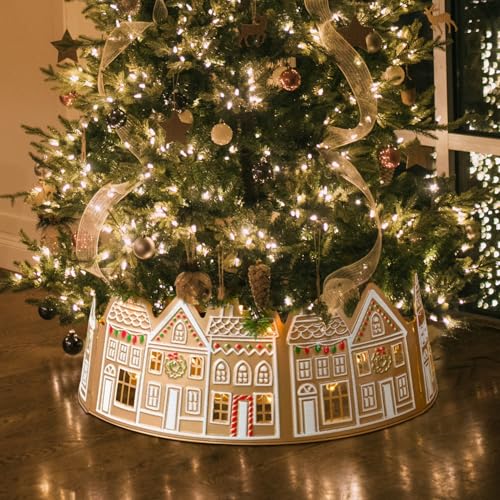 Weihnachtsbaumkragen in Form eines Lebkuchenhauses mit LED-Lichtern, Weihnachtsbaumrock, weihnachtliche Baumdeko, idealer Weihnachtsbaum Kragen, Weihnachtsbaum Decke (Durchmesser 66 cm) Weihnachtsbaumkragen in Form eines Lebkuchenhauses mit LED-Lichtern, Weihnachtsbaumrock, weihnachtliche Baumdeko, idealer Weihnachtsbaum Kragen, Weihnachtsbaum Decke (Durchmesser 66 cm)