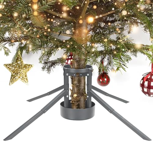 DAKEPOLE Weihnachtsbaumständer, Stabile Abnehmbare Weihnachtsbaumständer Baumhalter für Lebenige Weihnachtsbaum Stämme, Silber Christbuamständer Passt bis zu 220 cm Echte Bäume