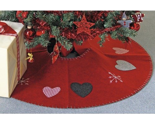 Christbaumdecke Filz Ø 90 cm rot - grau