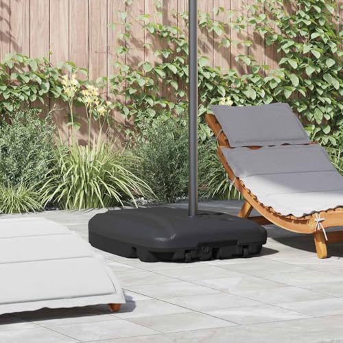 Teenpull Sonnenschirmständer Schwarz, Rollbarer Schirmfuß für Garten Terrasse Pool, Befüllbar mit Wasser oder Sand, Robuster Kunststoff Outdoor Umbrella Base