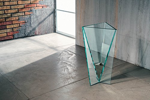 IMAGO FACTORY Drop | Schirmständer aus transparentem Glas – Schirmständer für den Innenbereich, mit Abtropfschale aus verchromtem Stahl, modernes Design