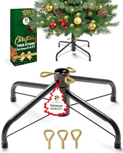 Künstlicher Weihnachtsbaumständer, Ersatz für Bäume bis zu 1,5 m Höhe, faltbarer Weihnachtsbaumständer aus Metall, 45,7 cm Durchmesser, passt sicher auf Stangen von 1,3 - 3,5 cm, Schwarz, 45,7 cm