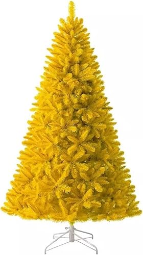 Gelber Weihnachtsbaum 150cm/180cm/210cm/240cm Buschiger Luxus Weihnachten Künstlicher Baum Mit Metallständer Home Snowy Dekorationen, Yellow, 150cm(59inches)