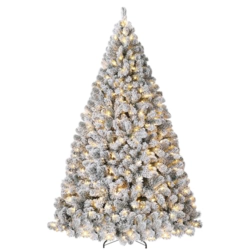 135/180/225/270cm Weihnachtsbaum mit Beleuchtung(250 LED), Simulierter Künstlicher Weihnachtsbaum mit Schnee-Effekt, für Weihnachten-Dekoration, aus PE und PVC, 836 Spitzen?180cm