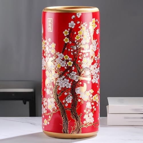 YQMHEZ Keramik-Vintage-Schirmst� �nder, Handappliziert, Chinesischer Regenschirmhalter mit Großer Kapazität, for Zuhause, Hotel, Bürodekoration(Rosso)