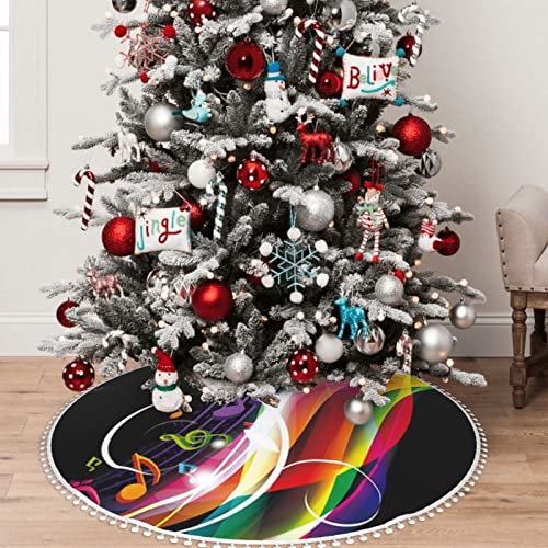 EVANEM 76,2 cm Weihnachtsbaumrock Bunte Weihnachtsbaum Dekorationen Wasserdichte Weihnachtsbaummatte Pom Pom Trim für Urlaub Weihnachten Party Rustikale Bauernhaus Dekorationen