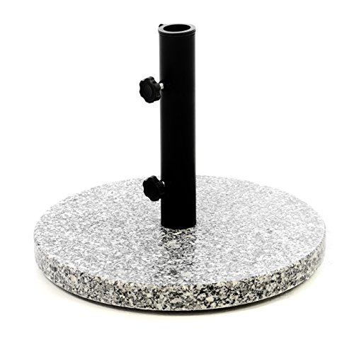 Nexos Sonnenschirmständer Granit grau 40cm rund Schirmständer Edelstahlrohr mit Feststellschrauben und 3 Standfüße Kunststoffringe 10 kg